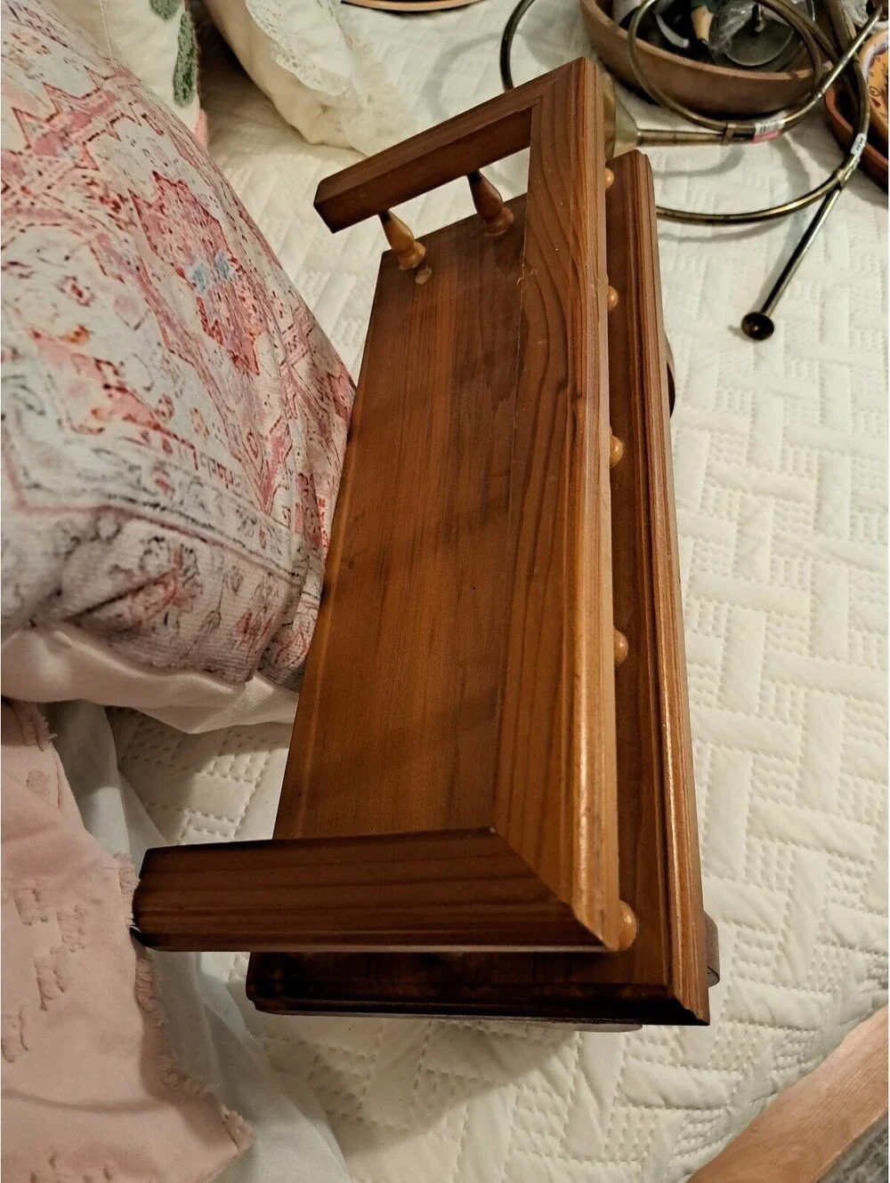 Vintage Wood Rustic Country Paper Towel Holder/Spindle Gallery Wall Shelf